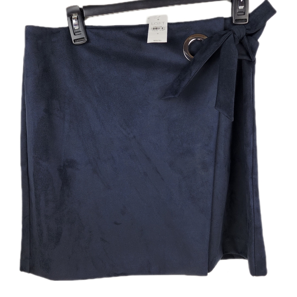 NWT LOFT black winter faux suede skirt